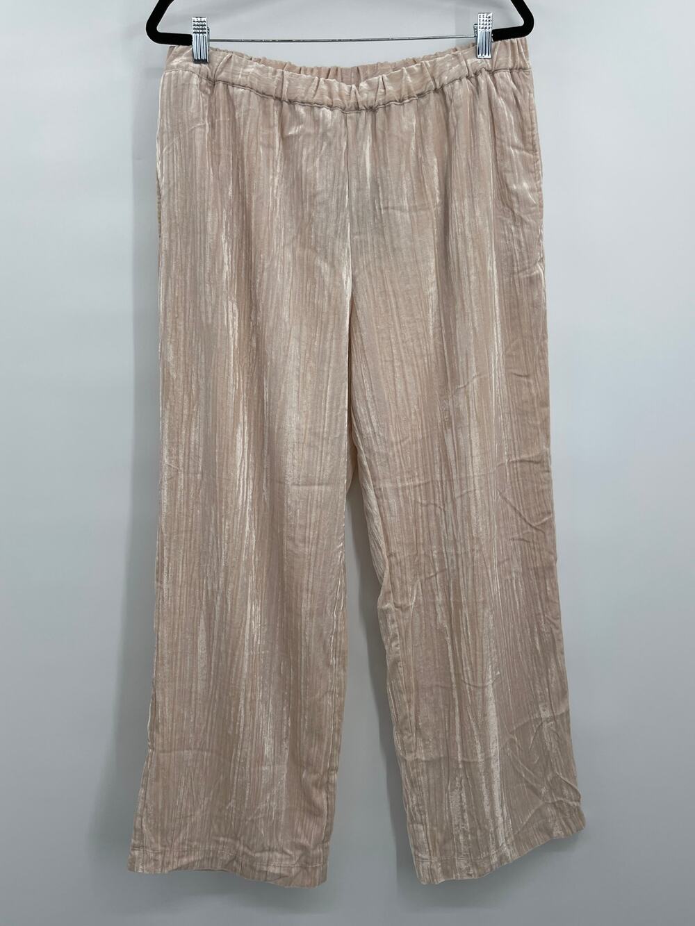 Marc New York Velour Wide Leg Pants Elastic Waist Champagne Pink Large NEW